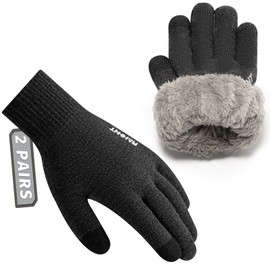 Rahhint Wool Winter Gloves Men Women Fleece lined Knit Gloves with Touchscreen Fingers Insulated Gloves Keep Hand Warm Gift