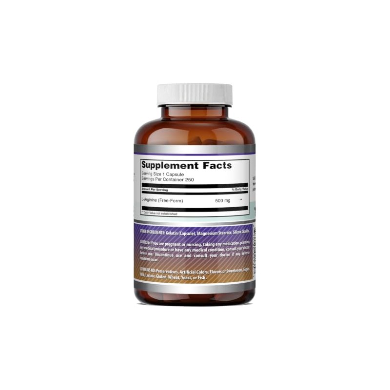 Amazing Nutrition Formulas Arginine 500 250 Caps Arginina Cápsulas