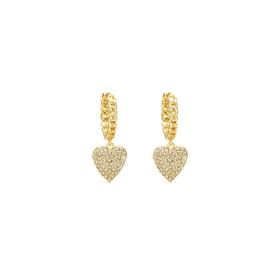 Yulovee 9ct Yellow Gold Plated Heart Dangle Earrings for Women,Hypoallergenic Silver Drop Earring with Cubic Zirconia