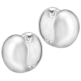 Vinani CJO Women's Earrings 925 Silver – Folding Hoop Earrings Ball Shape Shiny – 925 Sterling Silver – Earrings for Women, Sterling Silver, No Gemstone