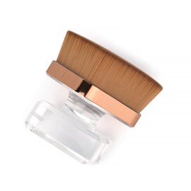 KADS Nail Dust Brush Makeup Brush Flower Shape Crystal Base Nail Cleaning Brush Manicure Pedicure Brush Tool (Two Brown Flat Heads)