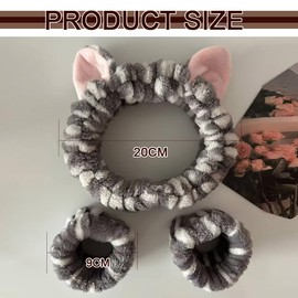 Katzenohren Stirnband Damen, Spa Elastisches Gesicht Handgelenk Waschband, Haarzubehör Zum Waschen Von Gesicht, Haarband Handgelenk Schweißband Kosmetik Haarreif für Schönheit Hautpflege Yoga Sport