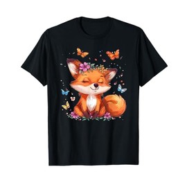 Cute Fox With Flowers I Kids Fox T-Shirt