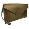 Genuine Leather Italian Metallic Envelope Clutch Bag - Copper