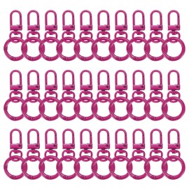 QUARKZMAN 30 Stück Hummerklaue Karabiner Schlüsselanhänger Schwenk Trigger Clips Zinklegierungen Bunte Schlüsselanhänger Clip Snap Haken Splint Ringe für DIY Schmuckherstellung, Fuchsia