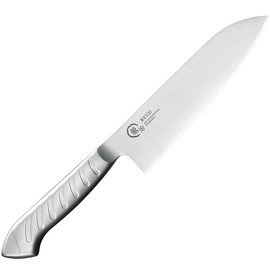 Shimomura Kougyou Made in Japan [Ryuji All Stainless Steel] Santoku 6.7 Inches (170 mm) Molybdenum Vanadium Steel Dishwasher Safe RYO-101 Made in Tsubame-Sanjo, Niigata