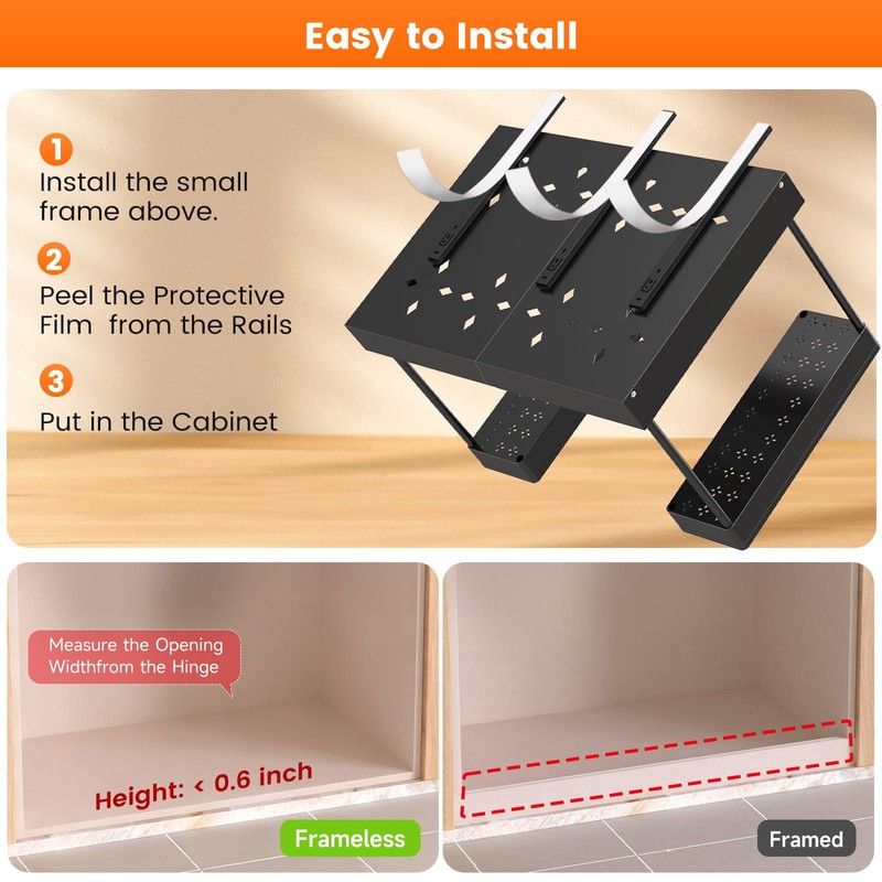 Timboniture Expandable Under Sink Organizers and Storage,Width Adjustable (14.9-23.6IN),No Drill