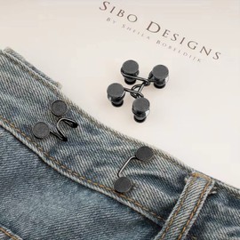 GTAAOY 6 Set Pant Waist Tightener, Adjustable Waist Buckle Set, Jean Buttons Pins, No-Sewing Waist Adjustment Clip to Size Down, Jeans Button Replacement Pant Clips for Women（Sliver