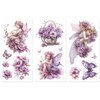 Peacoblue Peony Stickers for Furniture, Crafts, Decor, 15 x 30 cm, Pack of 3 Waterproof UV Transfer Stickers with Fairies and Flowers for Dressers
