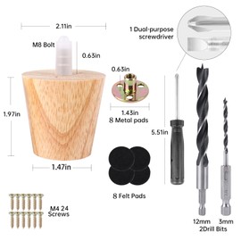 Txcucc 8 Pieces Furniture Couch Legs 2 Inch Round Solid Wood Sofa Legs Natural Wooden Couch Legs Replacement Legs for Armchair, Cabinet, Chair, Footstool, Mid Century Modern Dresser, Natural Wood…