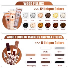 Wood Furniture Repair Kit- Set of 41 Laminate Vinyl Floor Repair Kit Wood Fillers,Floor Scratch Repair, Touch Up Markers, Restore Hardwood Scratches, Cracks, Hole for Floor, Table, Door, Cabinet