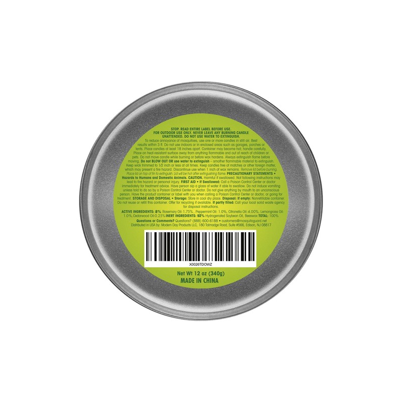 Mosquito Guard 12oz Mosquito Repellent Outdoor Patio Candle - Burns