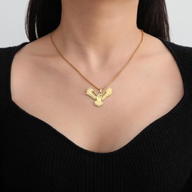 LIKGREAT Animal Necklace Phoenix/Owl Necklace Stainless Steel Round Pendant Chain Jewellery Birthday Gift for Men Women (Owl-G)