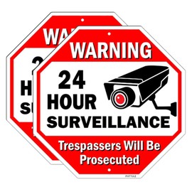 PHTTULE Video Surveillance Signs 2-Pack, No Trespassing Signs Private Property Outdoor Security Camera Sign, 10"x 10" Heavy Duty Aluminum Yard signs