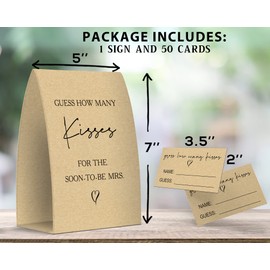 Guess How Many Kisses For The Soon To Be Mrs, Kraft, Bridal Shower Decorations, Bridal Shower Games - One Sign and 50 Cards(GUESS015)