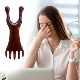 천연 백단 마사지 빗 여섯 갈고리 두피 지압 괄사 도구 목 얼굴 리프팅 스크래핑 [01 2PCS] Natural Sandalwood Massage Comb with Six Hooks Scalp Acupressure Gua Sha Tool for Neck and Face Lifting Scraping [01 2PCS]