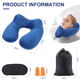 AiQInu Inflatable Neck Pillow, Travel Pillow, Ergonomic Compact Quick Neck Pillow, Inflatable with Washable Cushion Cover for Travel by Car, Plane, Train, Office, Family