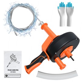 Drain Auger, 25FT 35FT Plumbing Snake with Drill Adapter, Drain Snake Clog Remover Use Manually or Powered for Kitchen, Bathtub and Shower Drains