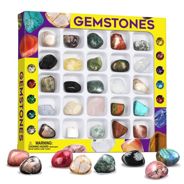 Dr. Daz Rock Mineral Gem Collection For Kids 25 Gemstones Included
