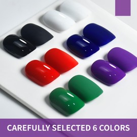 JODSONE 10ml Gel Nail Polish Set 6Colors Black White Red Deep Blue Dark Green Deep Purple All Seasons Neutral Soak off LED Lamp Gel Manicure Set for Nail Art