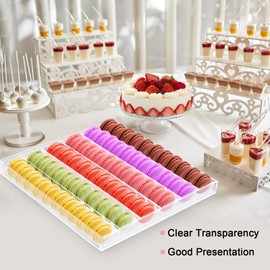 Tragaomx Acrylic Macaron Display Tray Cookie Display Stand with 6 Slots Removable Partition Bakery Display Trays for Wedding Home Party