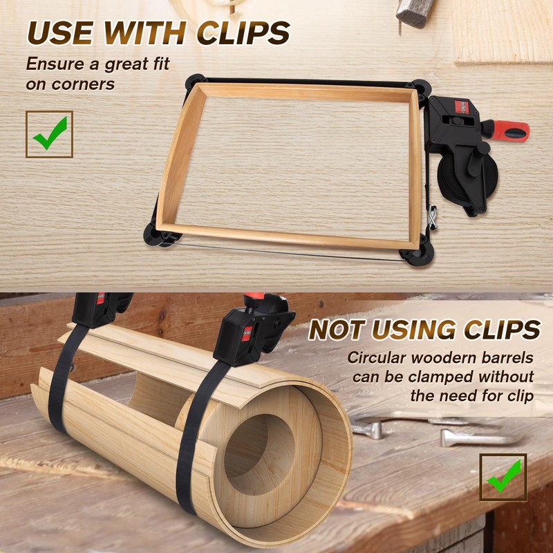 Sebupar 2 Pack Woodworking Band Clamps with 23 ft Variable