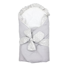 TupTam Baby Swaddle Blanket Padded Wrap with Deco Bow, Gray, 70 x 70 cm