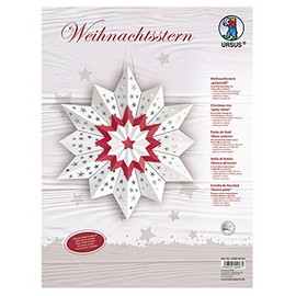 Ursus 33800000 - Weihnachtsstern, polarweiß, Set zum Basteln von einem Weihnachtsstern, Durchmesser ca. 30,5 cm, einseitig bedruckt mit Pearl Effekt, gelasert und genutet, inklusive Bastelanleiting