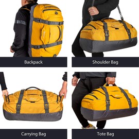 Ubon Heavy Duty Duffle Bag Gym Sport Bags with Convertible Backpack Straps Yellow