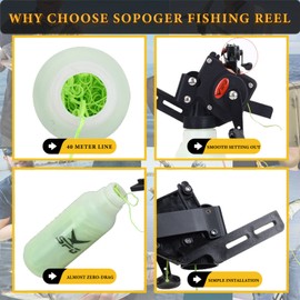 SOPOGER Bowfishing Reel for Recurve and Compound Bow, Bottle Style Bow Fishing Reel Kits with 40 Meters Smooth Dacron Line for Small and Big Fish (Fishing Reels Kits)