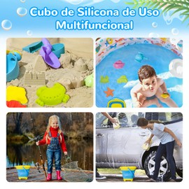 UIV@SH 21Pcs Juguetes de Playa para niños,El Juego de Juguetes de Arena,con Bolsa de Malla y Cubo de Arena Plegable,para Playa, Verano, Juguetes de Arena al Aire Libre, Recuerdos de Fiesta