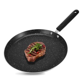 GEOKILO Non Stick Crepe Pan, 26cm/10in Dosa Pan PFOA Free & Non-Toxic, Die-cast Aluminium Roti Pancake Maker for Induction, Electric & Gas Hobs Dishwasher