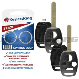 KeylessKing* 2 New Replacement Keyless Remote Shell Case Fix Key Fob Uncut Blade Without Chip
