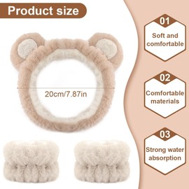 Fonyiunce Set of 3 Hair Bands, Cosmetics, Spa Face Headband, Wrist Wash Bands Set, Make-Up Hair Band, Soft Make Up Headband, Elastic Wrist Sweatband, for Women and Girls