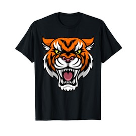 Tiger Face Angry Animal Cartoon Character T-Shirt