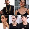 Dazisiny Cadena Oro Torsal 3/4mm Acero Inoxidable Hombre Collar 60cm