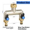 2-Way Tap Distributor Brass Water Distributor for 2 Tap Adapters,