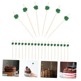 100Pcs Shamrock Cocktail Picks for St Patrick Day Decorative Toothpicks for Appetizers Fruit Picks Dessert Inserts for Irish Party