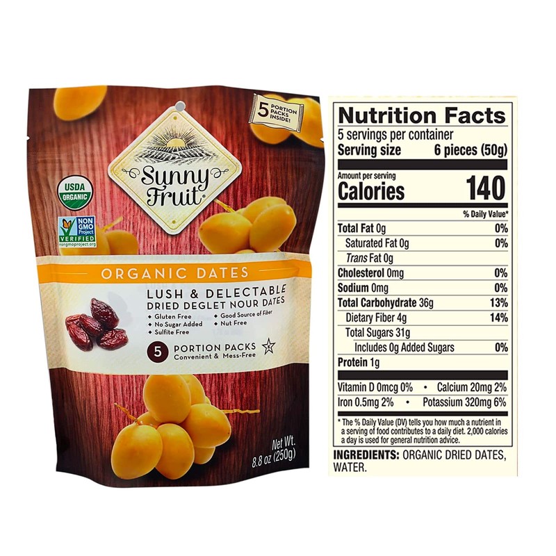 SUNNY FRUIT Dried Nour Deglet Dates, 250 GR