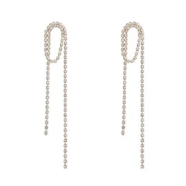 Stocking Stuffers Holiday Outfits for Women 2024 Rhinestone Earrings Silver Long Crystal Earrings Long Crystal Tassel Earrings Wedding Chandeliers Dangle Earrings Jewelry for Women