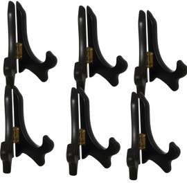 BANBERRY DESIGNS Folding Black 4" H Display Stands - Premium Quality Easels - Set of 6 - Ideal for Small Plates Plaques Books Tiles