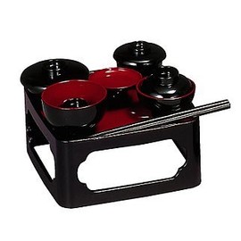 Buddhist Zen (Ritual Service) Black Uchi Vermilion, Resin (5.0 inches (15 x 15 cm))