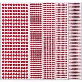 3555 Pieces Face Gem Stickers Self Adhesive Rhinestone Stickers for Crafts 3/4/5/6/8 MM Face Jewels Stickers Diamond Nail Gems Stick on for Face Eye Hair Body Makeup DIY Craft 5 Sizes (Red)