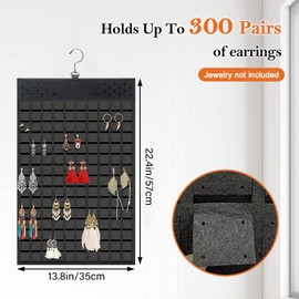 Earring Holder Organizer Hanging Holds Up to 300 Pairs Wall Mount Jewelry Storage Bag Earring Holder For Girls Women (Necklace Holder)