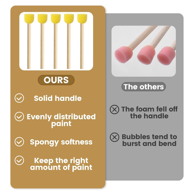 Pndeyo 10pcs Round Sponge Brushes for Painting, Foam Paintbrushes with