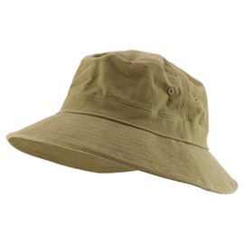 Trendy Apparel Shop XXL - XXXL Oversize Pigment Dyed Cotton Bucket Hat - Khaki - 2XL-3XL