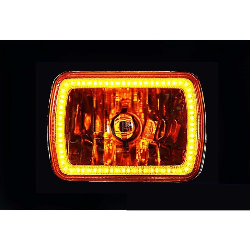 Octane Lighting 7X6 Inch Amber SMD LED Glass/Metal Headlight Halogen