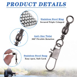 SHADDOCK Fishing Swivel Kit Barrel Swivel with Ball Bearing Swivel Fishing Swivel Assortment Fishing Swivel with Carabiner Swivel Fishing Accessories Set of 100