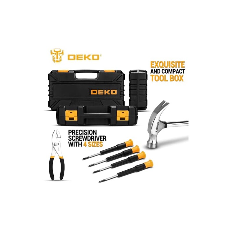 62-Piece Household Tool Set：Small Basic Home Tool Kit with Plastic