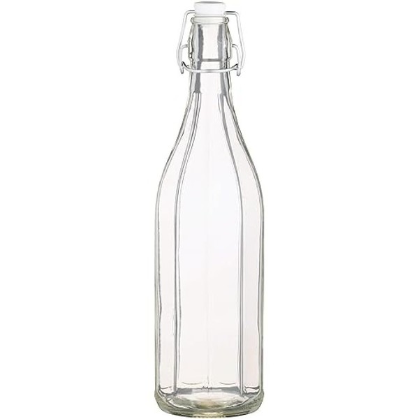 KitchenCraft 1 Litre Glass Bottle for Oil, Vinegar or Water with Lever Arm Stopper